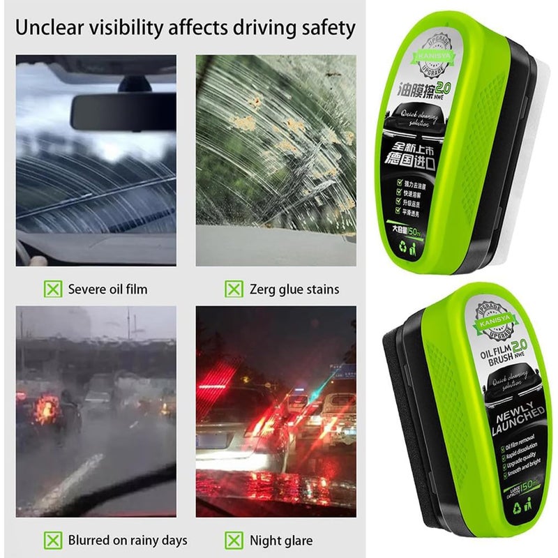 VANITYA فرشاة تنظيف فيلم الزيت VANITYA 2.0 المحدثة | أداة تنظيف زجاج السيارات | مزيل فيلم الزيت من الزجاج، فرشاة تنظيف الزجاج المضادة للتوهج برأس إسفنجي لرؤية واضحة وخالية من الخطوط - Image 2