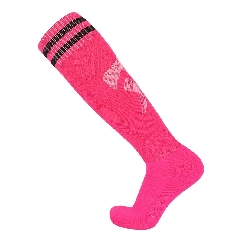 Football Socks Towel Bottom Plain Adult Children Universal High Barrel Sports Stockings Student Socks Over the Knee Children Rose Red