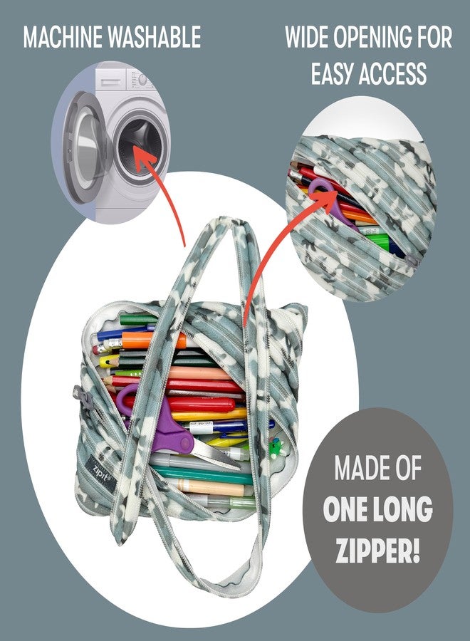 ZIPIT Camo Large Pencil Case for Boys, Zipper Pencil Pouch for Kids and Teens, Stationery Bag for School ,Blue - Image 3