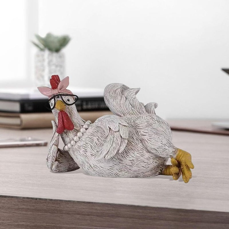 Creative Resin Craft Rooster and Hen Figurine for Office Decor Cute Stress Relief Gift - Image 5