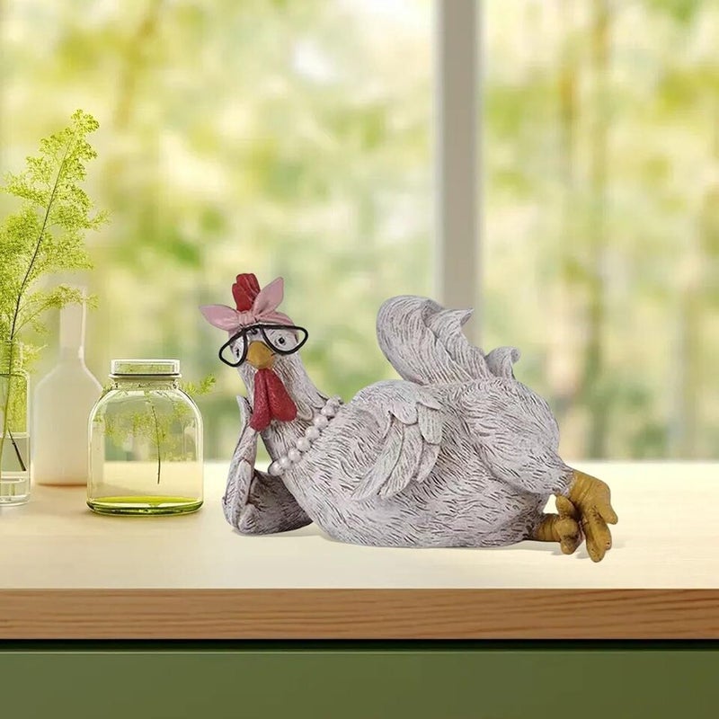 Creative Resin Craft Rooster and Hen Figurine for Office Decor Cute Stress Relief Gift - Image 4