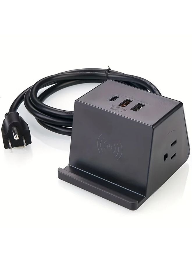 70.87 Inch Extension Cord Wireless Charging Pad with 3 USB Ports and 2 AC Outlets for 6 Devices - Image 2