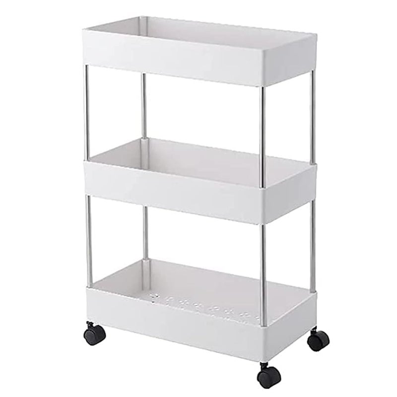 KARP Kitchen 3 Tier Plastic Trolley Spice Organizer Storage Racks Shelf with Wheels for Books Bathroom Toilet Kitchen and Office Accessories3 Layer - Image 1