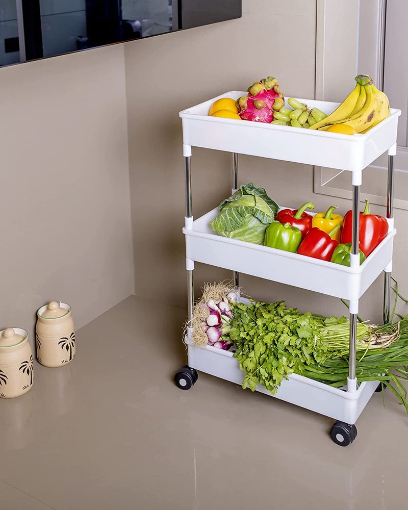 KARP Kitchen 3 Tier Plastic Trolley Spice Organizer Storage Racks Shelf with Wheels for Books Bathroom Toilet Kitchen and Office Accessories3 Layer - Image 5