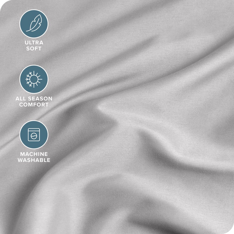 Bare Home Twin Extra Long Fitted Sheet - Extra Deep Pocket Fitted Sheet - Premium 1800 Microfiber - Ultra-Soft Wrinkle Free - Twin XL Deep Pocket Sheet (Twin XL - 11" to 22" Pocket, Light Grey) - Image 2