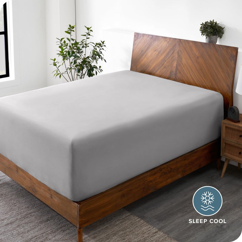 Bare Home Twin Extra Long Fitted Sheet - Extra Deep Pocket Fitted Sheet - Premium 1800 Microfiber - Ultra-Soft Wrinkle Free - Twin XL Deep Pocket Sheet (Twin XL - 11" to 22" Pocket, Light Grey) - Image 3