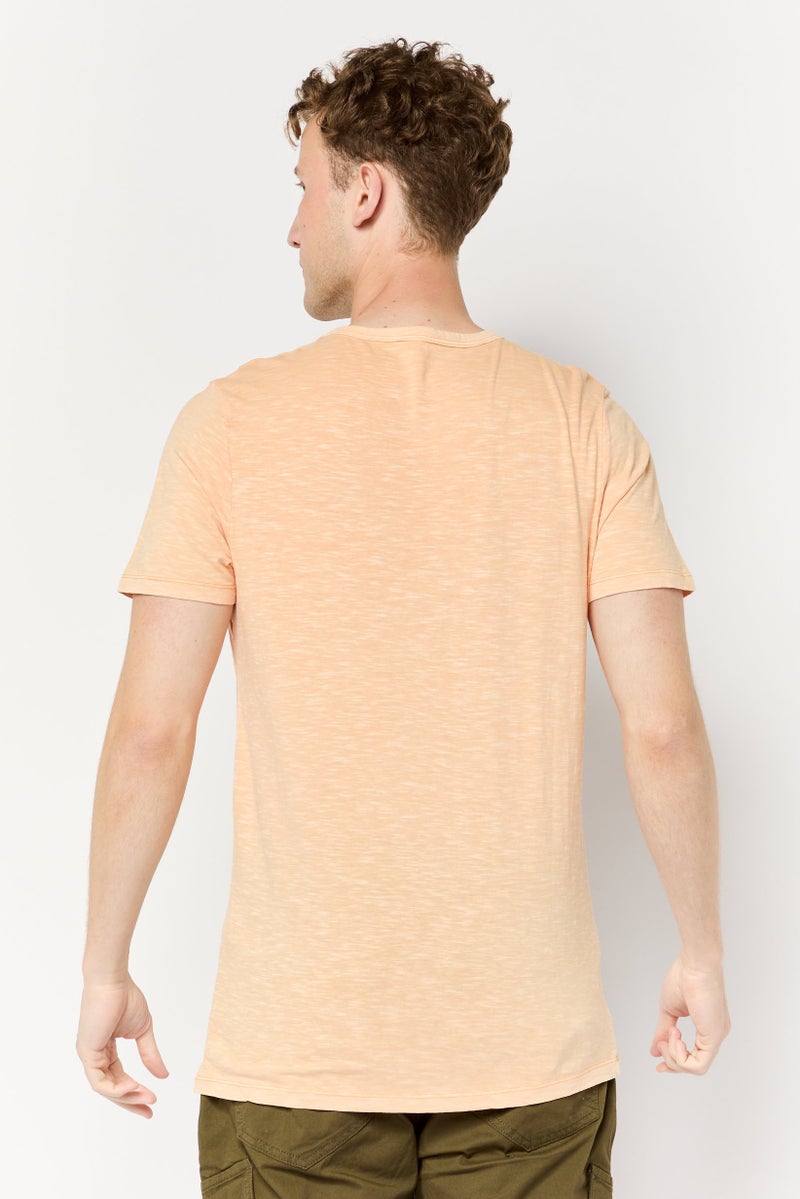 Jack Jones Men V-Neck Short Sleeves Heather T-Shirt, Orange - Image 3