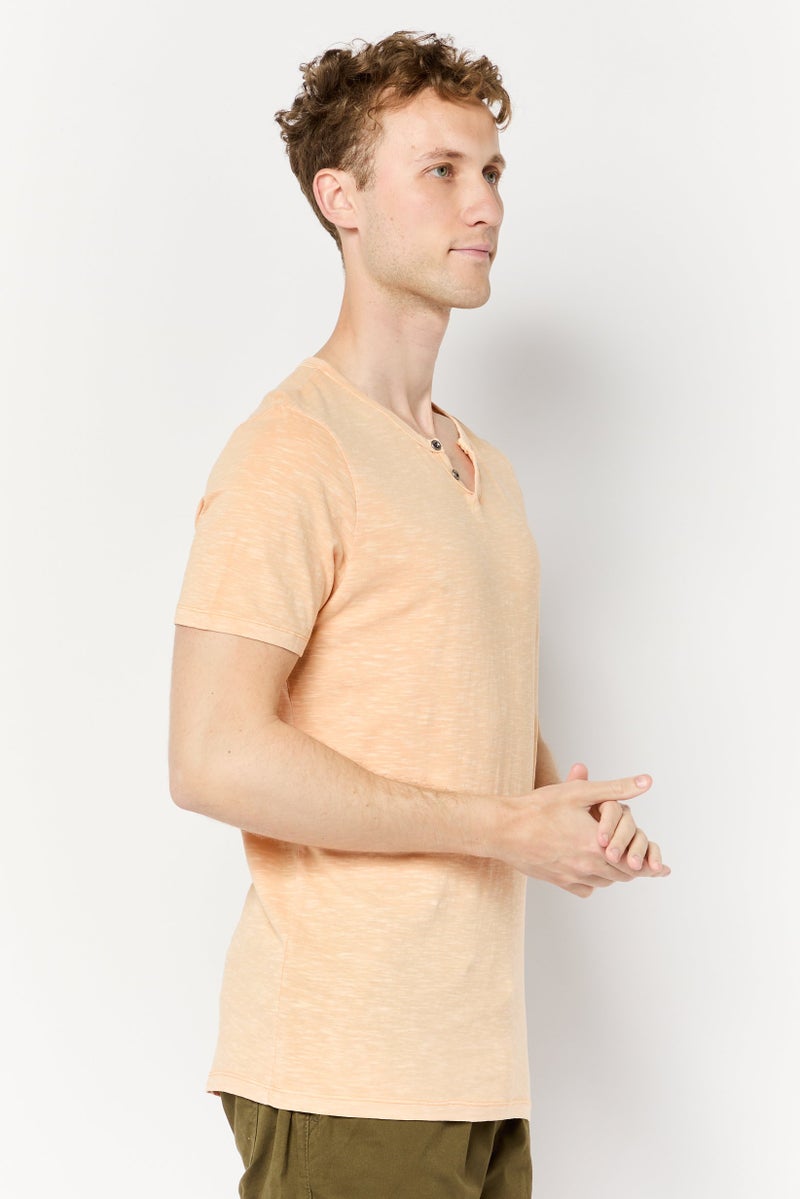 Jack Jones Men V-Neck Short Sleeves Heather T-Shirt, Orange - Image 2