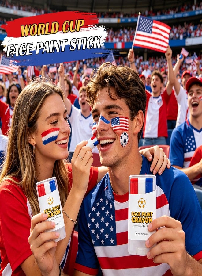 Deepmind Red White Blue Face & Body Paint Sticks, France Netherlands Soccer Fan Face Paint Crayon for World Cup 2026,Washable Flag Face Paint,Body Sports Makeup Stick for Softball,Football,Baseball,Lacrosse - Image 4