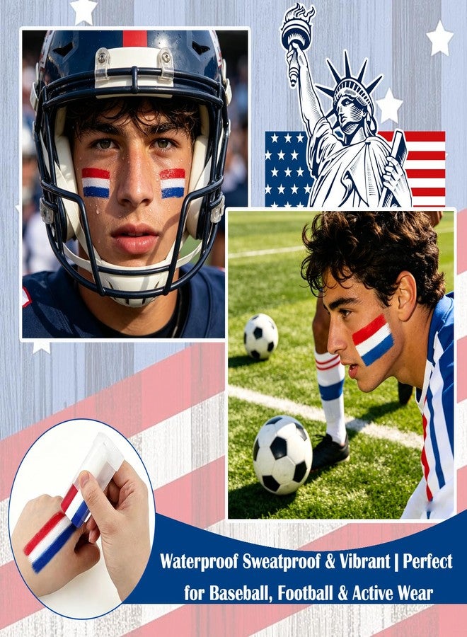 Deepmind Red White Blue Face & Body Paint Sticks, France Netherlands Soccer Fan Face Paint Crayon for World Cup 2026,Washable Flag Face Paint,Body Sports Makeup Stick for Softball,Football,Baseball,Lacrosse - Image 3