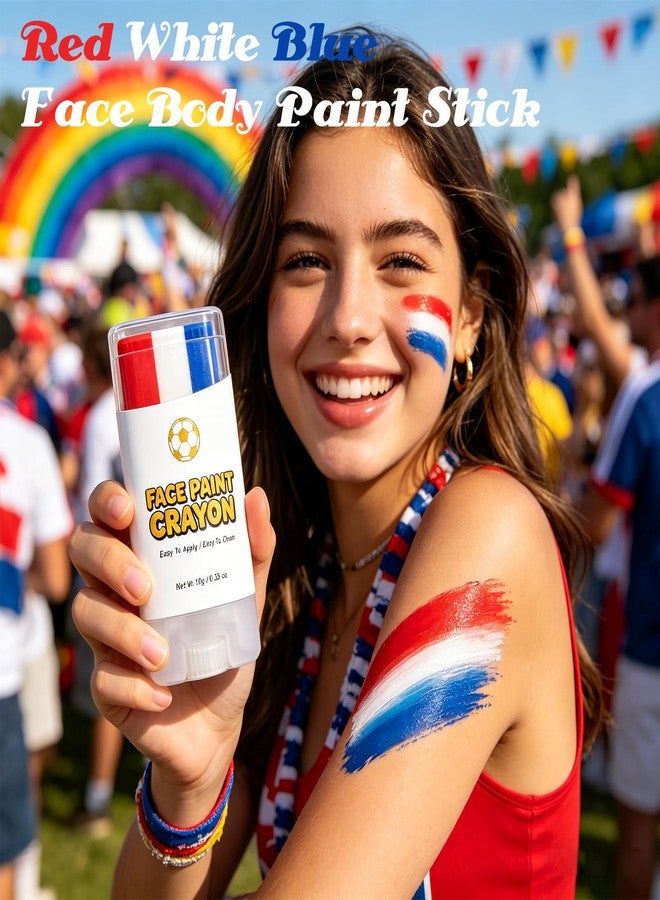 Deepmind Red White Blue Face & Body Paint Sticks, France Netherlands Soccer Fan Face Paint Crayon for World Cup 2026,Washable Flag Face Paint,Body Sports Makeup Stick for Softball,Football,Baseball,Lacrosse - Image 2