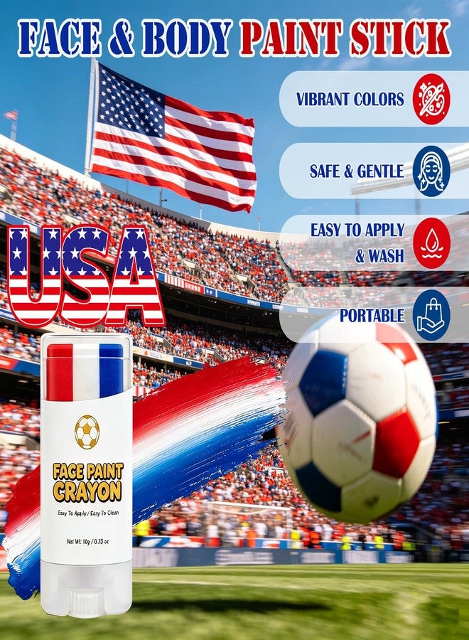 Deepmind Red White Blue Face & Body Paint Sticks, France Netherlands Soccer Fan Face Paint Crayon for World Cup 2026,Washable Flag Face Paint,Body Sports Makeup Stick for Softball,Football,Baseball,Lacrosse - Image 5