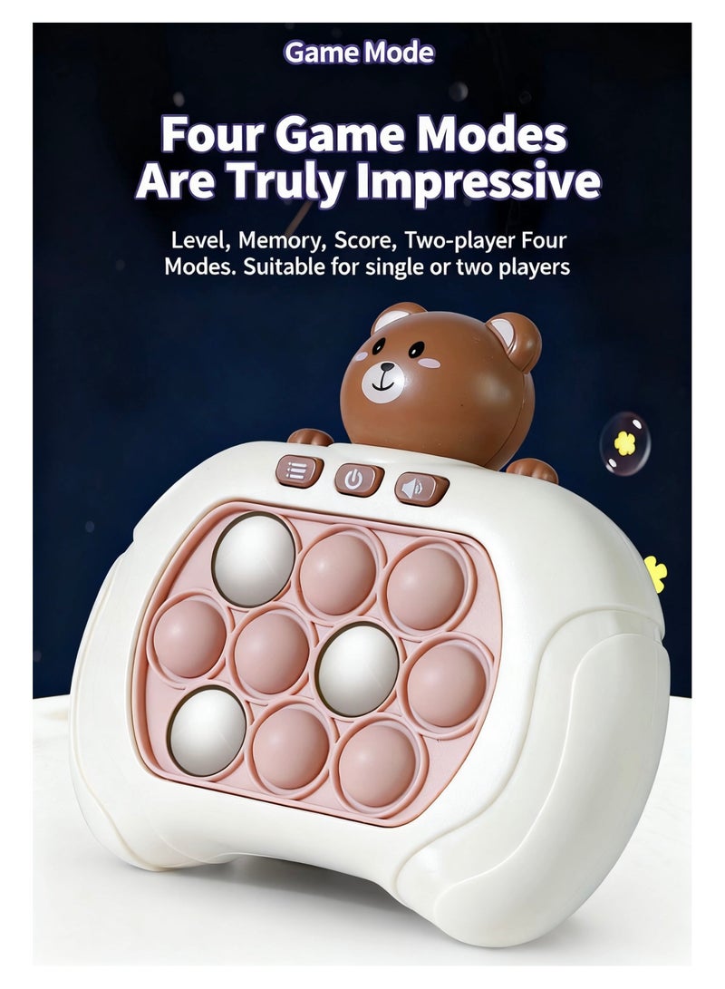 TNGames 2-Player Racing Upgraded 999-Level Pop It Kids' Stress-Relief Bubble Toy (with 6 AA Batteries)｜Brown Bear/StellaLou Theme｜ABS Material｜Challenge + Memory + Scoring + 2-Player Modes - Image 4