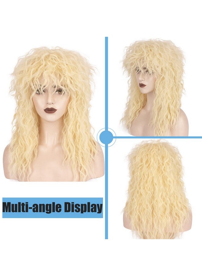 ويكين باروكة ويكين روكر كوسبلاي طويلة ومموجة من الثمانينيات للرجال والنساء (أشقر) - Image 3