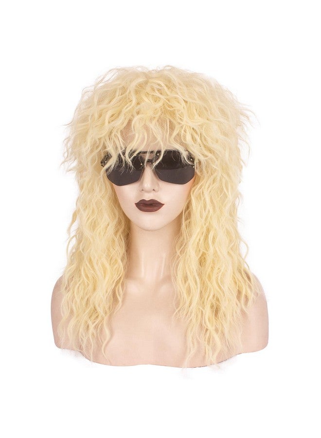ويكين باروكة ويكين روكر كوسبلاي طويلة ومموجة من الثمانينيات للرجال والنساء (أشقر) - Image 1