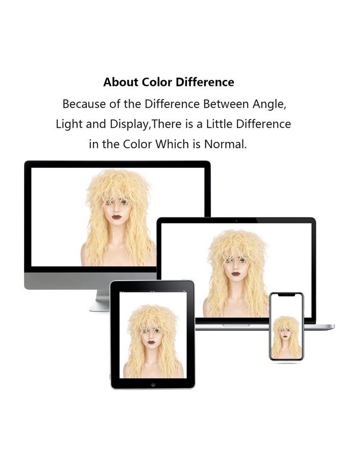 ويكين باروكة ويكين روكر كوسبلاي طويلة ومموجة من الثمانينيات للرجال والنساء (أشقر) - Image 5