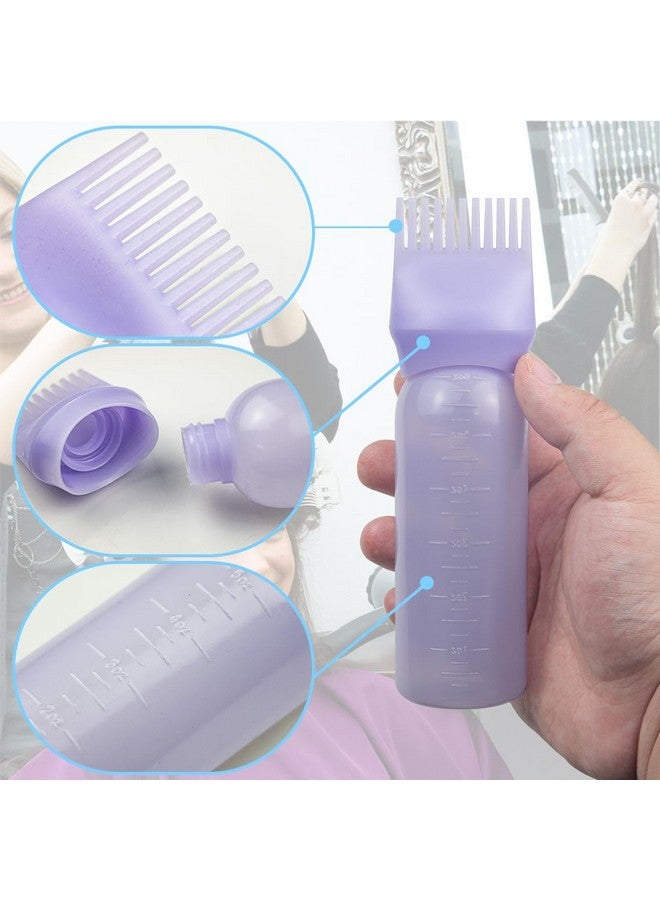 ELANE 4 Pack Root Comb Applicator Bottle,Hair Oiling applicator,Oil Comb Applicator,Hair Bottle Applicator for Hair Dye Shampoos Hair Salons. (Black+white+purple+pink) - Image 3
