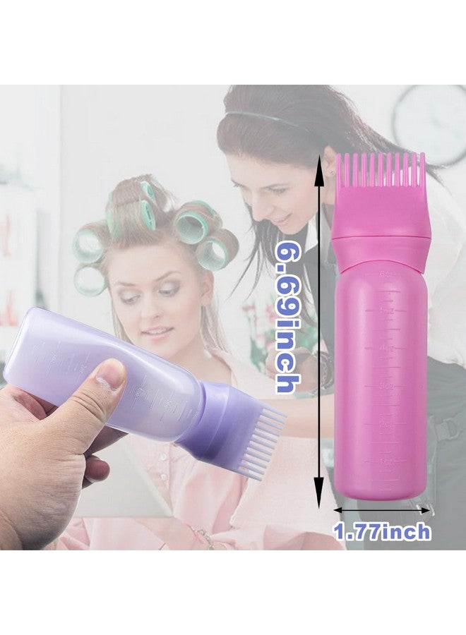 ELANE 4 Pack Root Comb Applicator Bottle,Hair Oiling applicator,Oil Comb Applicator,Hair Bottle Applicator for Hair Dye Shampoos Hair Salons. (Black+white+purple+pink) - Image 2