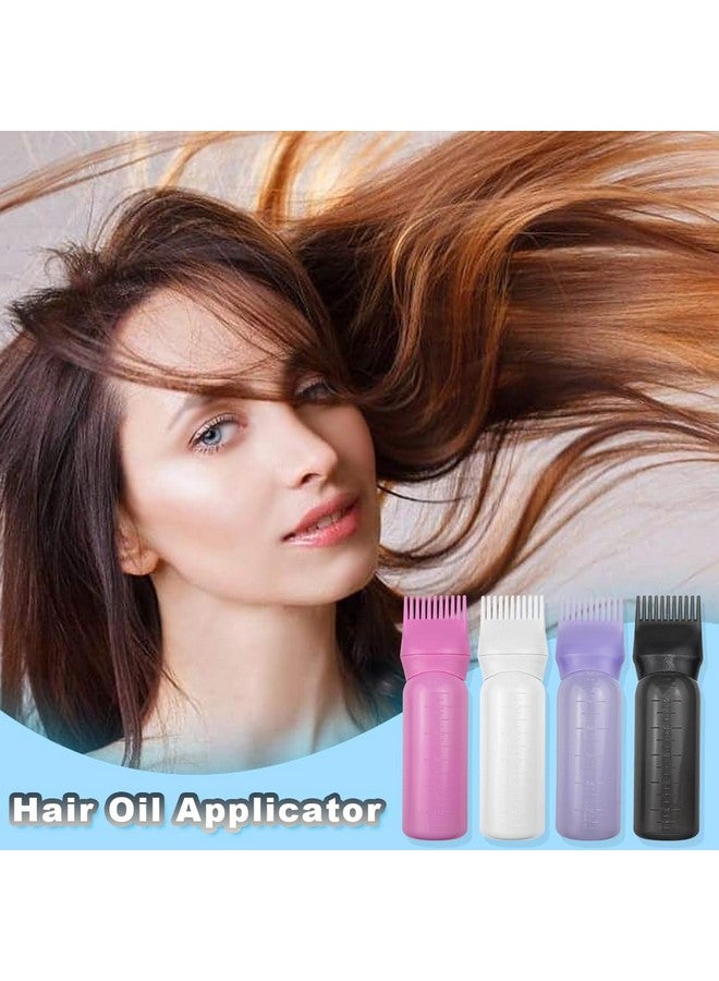 ELANE 4 Pack Root Comb Applicator Bottle,Hair Oiling applicator,Oil Comb Applicator,Hair Bottle Applicator for Hair Dye Shampoos Hair Salons. (Black+white+purple+pink) - Image 5