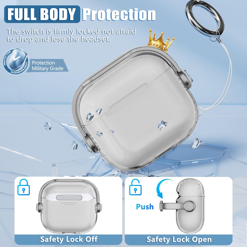 Wowwat AirPods 4 Case, Clear Black, Soft Case with Locking Mechanism, Protects During Daily Use & Transit, Compatible with AirPods 4 (2024) - Image 4