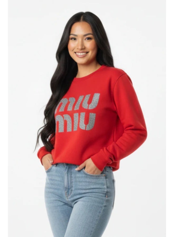 Miu Miu Women's Unique Design Sweatshirt - Soft Cotton Fabric Minimal Look #00192 - Image 1