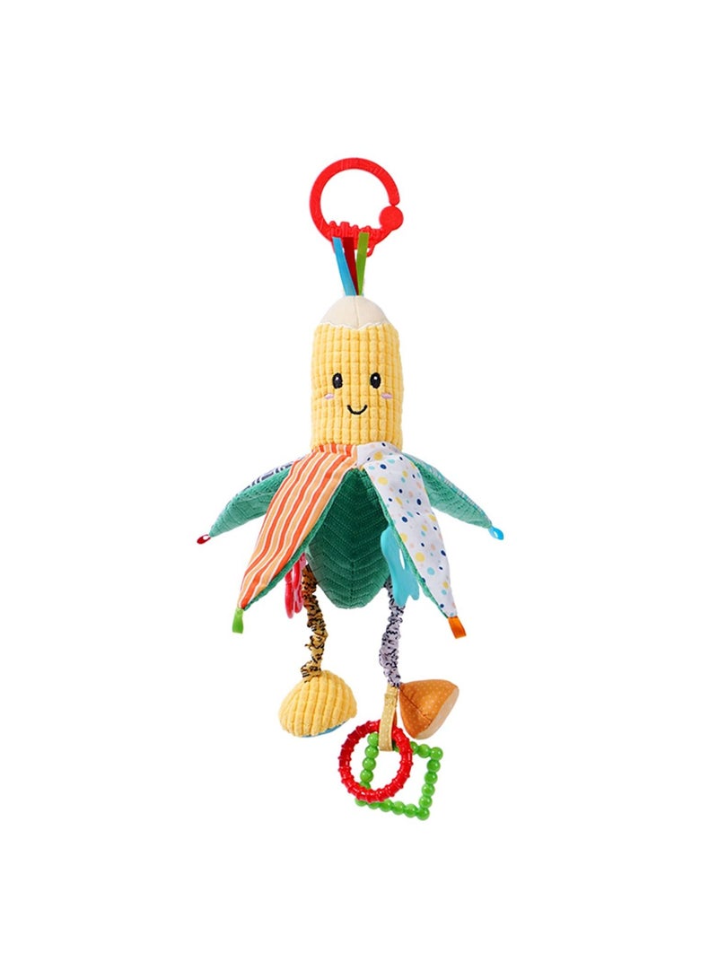 SYOSI Baby Stroller Toy, Stroller Hanging Rattle Toy for Babies Soft Plush Baby Toy with Teether for Boys Girls (Corn) - Image 1
