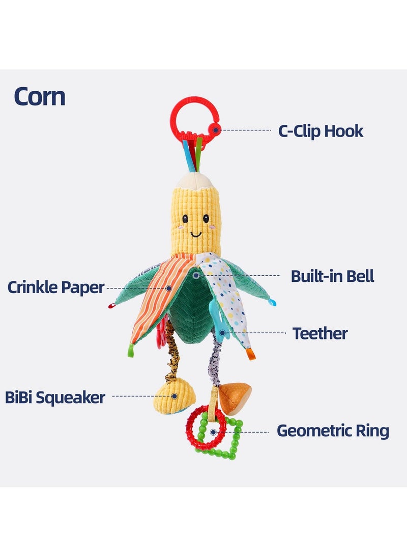 SYOSI Baby Stroller Toy, Stroller Hanging Rattle Toy for Babies Soft Plush Baby Toy with Teether for Boys Girls (Corn) - Image 5