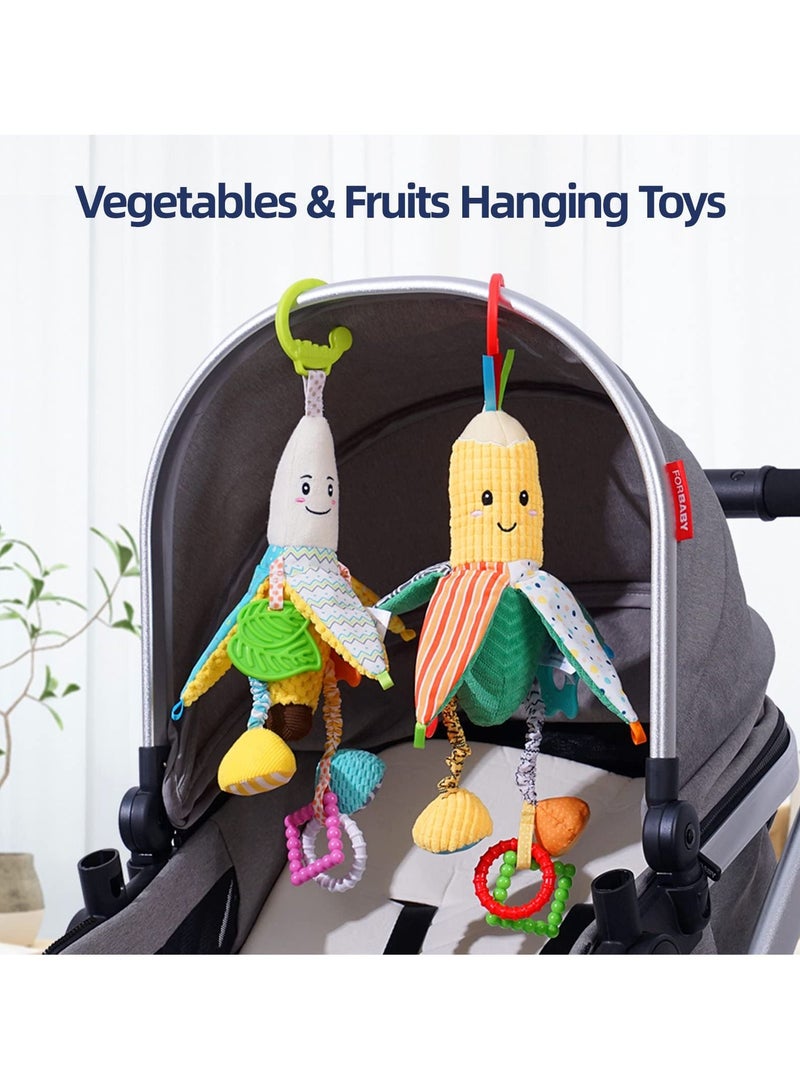 SYOSI Baby Stroller Toy, Stroller Hanging Rattle Toy for Babies Soft Plush Baby Toy with Teether for Boys Girls (Corn) - Image 2