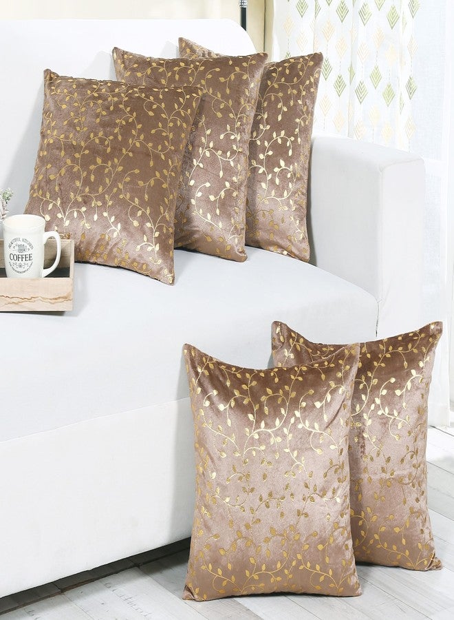RD TREND Velvet Cushion Covers, 40 x 40 cm/16 x 16 inches, Pack of 5,250 TC, Side Zipper (Brown) - Image 1