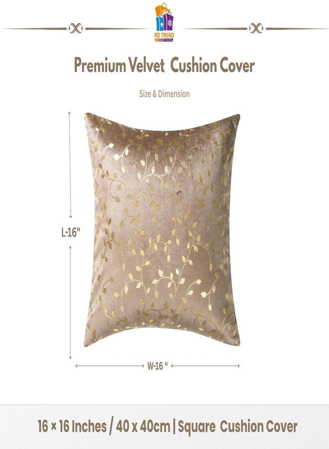 RD TREND Velvet Cushion Covers, 40 x 40 cm/16 x 16 inches, Pack of 5,250 TC, Side Zipper (Brown) - Image 2