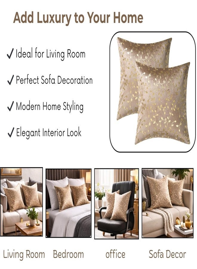 RD TREND Velvet Cushion Covers, 40 x 40 cm/16 x 16 inches, Pack of 5,250 TC, Side Zipper (Brown) - Image 3