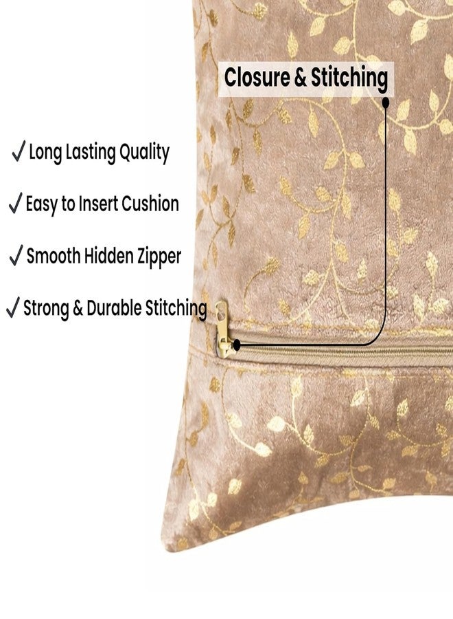 RD TREND Velvet Cushion Covers, 40 x 40 cm/16 x 16 inches, Pack of 5,250 TC, Side Zipper (Brown) - Image 4