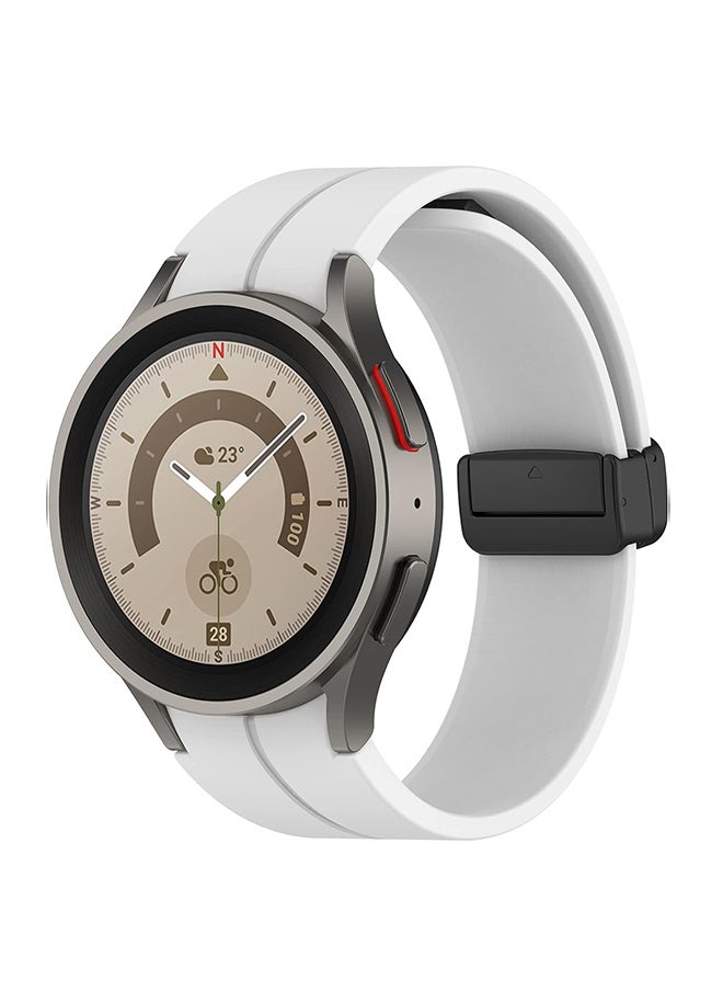 O Ozone For Samsung Galaxy Watch 7 6 5 4 FE 40mm 44mm 45mm/Galaxy Watch 6 4 Classic 43mm 47mm 42mm 46mm ,20mm Silicone  Strap with Magnetic Buckle - White  - Image 1