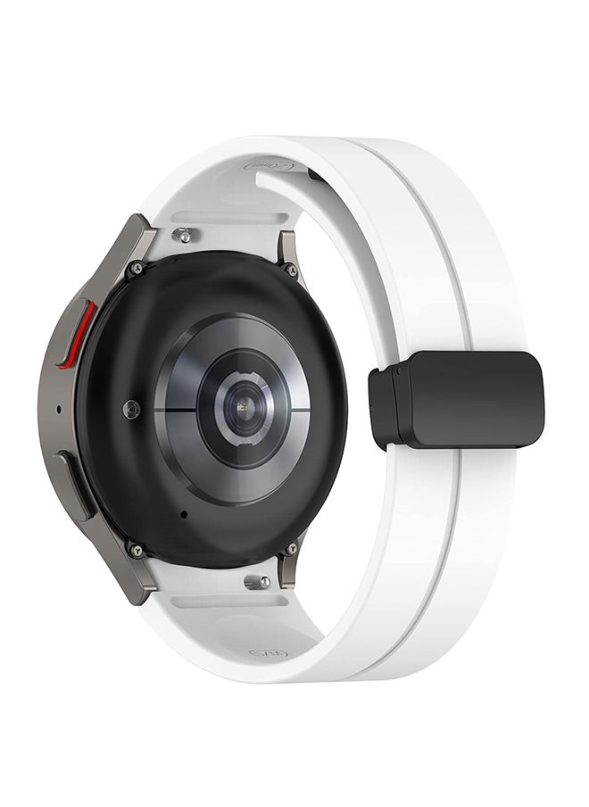 O Ozone For Samsung Galaxy Watch 7 6 5 4 FE 40mm 44mm 45mm/Galaxy Watch 6 4 Classic 43mm 47mm 42mm 46mm ,20mm Silicone  Strap with Magnetic Buckle - White  - Image 2