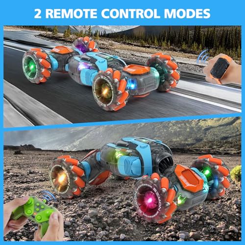 MagicKidz Gesture Sensing RC Stunt Car for Kids Birthday Gifts for Boys 5 6 7 8 9 10 11 12 Year Old 24Ghz Remote Control Twist Vehicle Toy with Lights Music 4WD OffRoad - Image 5