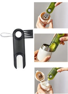 FALMER 3 in 1 Multifunctional Cleaning Brush U-Shaped Silicone Bottle Cleaner Brush Cup Lid Crevice Cleaning Brush Home Kitchen Cleaning Tools (Gray)  - Image 1