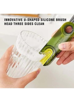 FALMER 3 in 1 Multifunctional Cleaning Brush U-Shaped Silicone Bottle Cleaner Brush Cup Lid Crevice Cleaning Brush Home Kitchen Cleaning Tools (Gray)  - Image 2