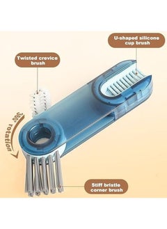 FALMER 3 in 1 Multifunctional Cleaning Brush U-Shaped Silicone Bottle Cleaner Brush Cup Lid Crevice Cleaning Brush Home Kitchen Cleaning Tools (Gray)  - Image 5