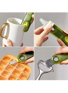 FALMER 3 in 1 Multifunctional Cleaning Brush U-Shaped Silicone Bottle Cleaner Brush Cup Lid Crevice Cleaning Brush Home Kitchen Cleaning Tools (Gray)  - Image 4