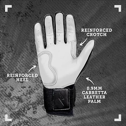 BRUCE BOLT Chrome Series Long Cuff Black Batting Glove - Black Small - Image 3