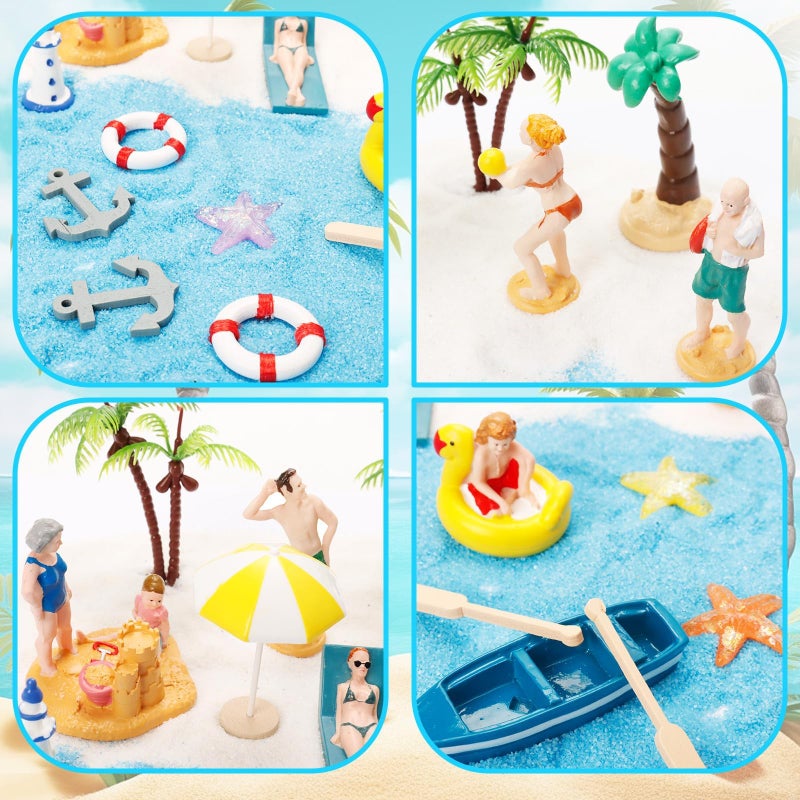 Warmtree 22PCS Beach Mini House Decoration Ocean Diorama Kit for DIY Beach Pool Cake Decorations Miniature Garden Summer Beach Swimming Party Favor Supplies - Image 3