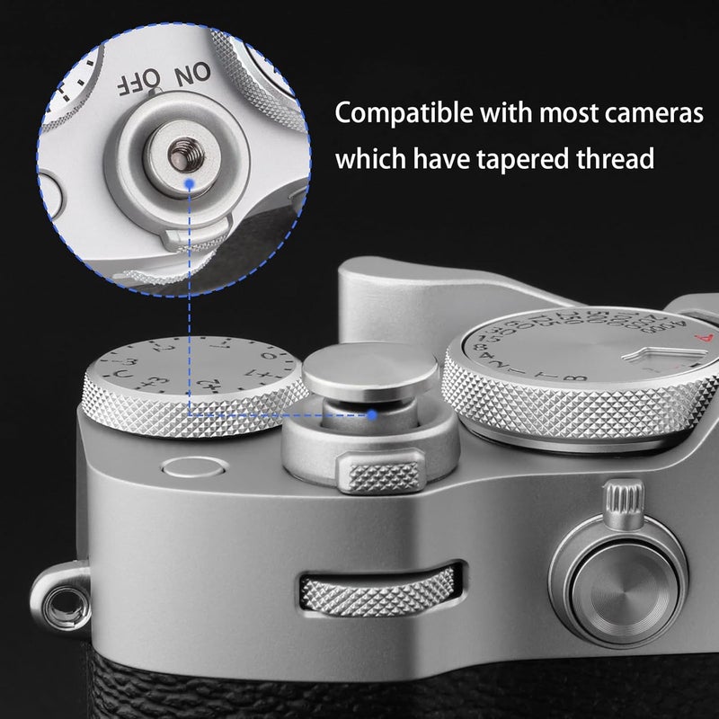 Haoge Metal Shutter Release Button for Fujifilm XE4 X-E2 X-E2S X-E3 X-T5 X-T3 X-T10 X-T20 X-Pro1 X-Pro2 X100 X100T X100S X100F and Leica M10 M240P Camera Accessories Convex Surface Silver - Image 3
