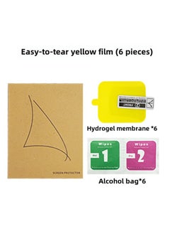 Applicable AppleWatch 9 Protective Film Apple Watch Film I8 Curved Surface HD Hydrated Film 45SE Frosted Soft Film-Color:Easy-to-tear Yellow Film (6-piece Set)-Dimensions:iwatch S10 *42mm