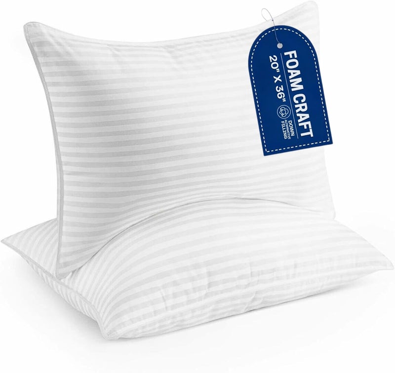 FOAM CRAFT King Size Striped Down Alternative Pillows - Pack of 4 (20" x 36") - Image 1