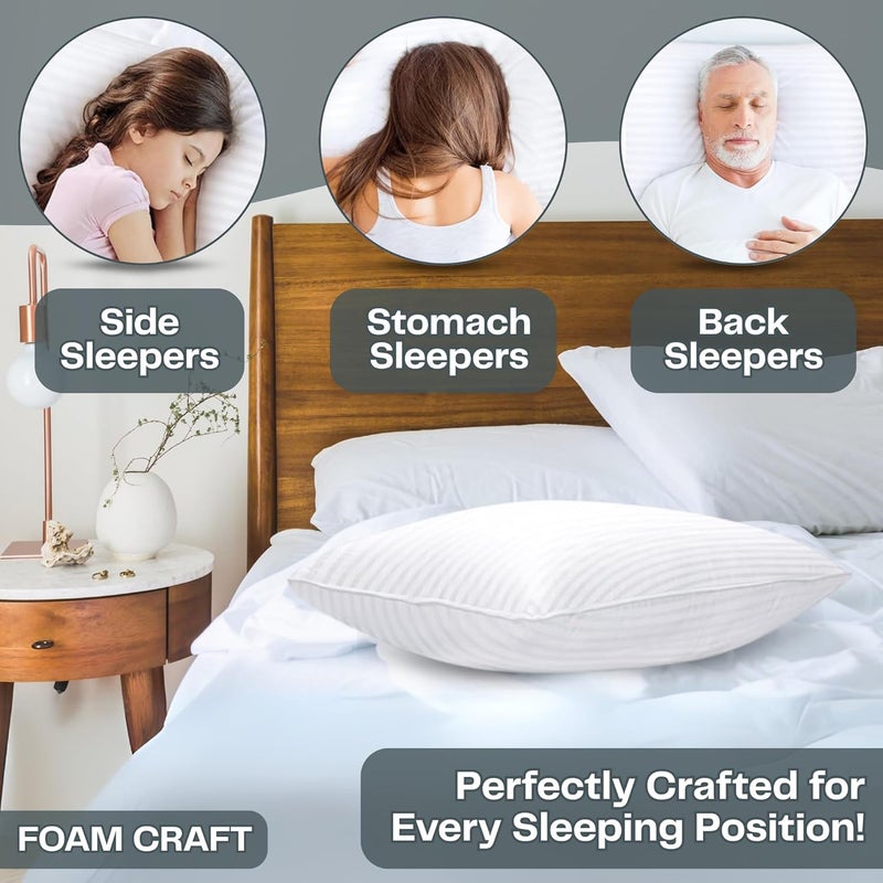 FOAM CRAFT King Size Striped Down Alternative Pillows - Pack of 4 (20" x 36") - Image 4