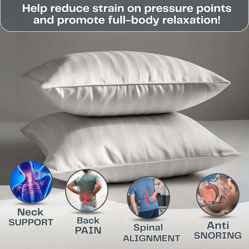 FOAM CRAFT King Size Striped Down Alternative Pillows - Pack of 4 (20" x 36") - Image 5