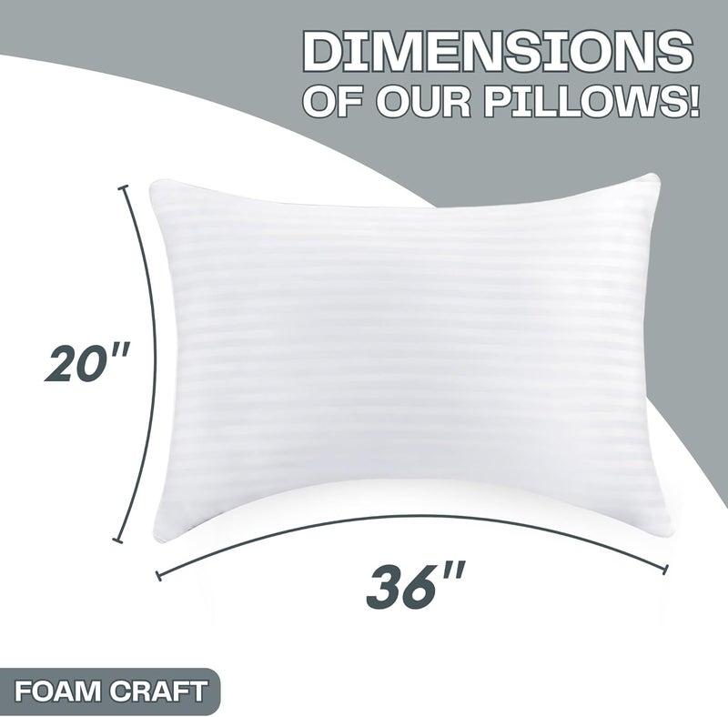 FOAM CRAFT King Size Striped Down Alternative Pillows - Pack of 4 (20" x 36") - Image 2