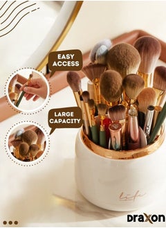 Draxon Makeup Organizer 360 Rotating Brush Holder and Jewelry Organiser with Lid and Brush Cover – Cosmetic Anti Bacteria Dustproof Waterproof Acrylic Make up Storage box Display With 7 Layers Large Capacity  - Image 2