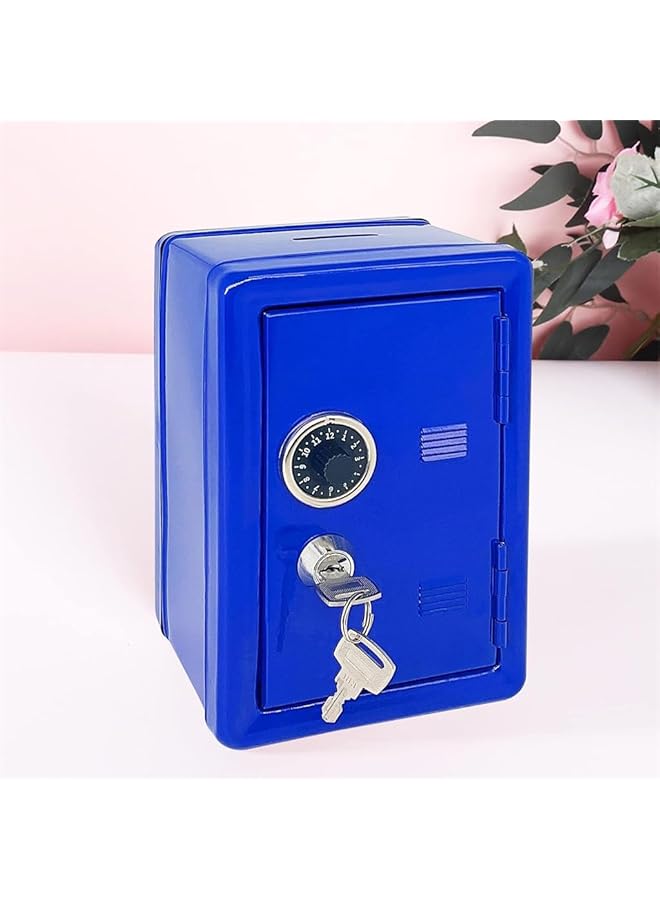 erorex Piggy Bank Metal Coin Bank Money Bank With Single Digit Combination Lock And Key Children'S Piggy Bank Desktop Decoration Creative Furnishings Safe Money Saving Jar Piggy Bank Blue - Image 5