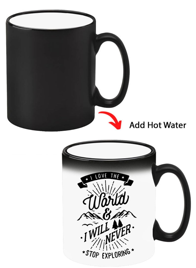 Theodor Color Changing Heat Sensitive Ceramic Mug, Image Revealed When HOT Liquid is Added! I love the world - Image 1